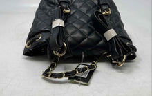 Load image into Gallery viewer, Badgley Mischka Womens Micro Black Quilted Adjustable Strap Backpack With Tag