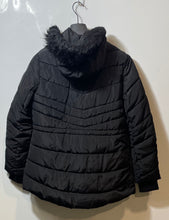 Load image into Gallery viewer, Guess Womens Black Long Sleeve Hooded Full-Zip Winter Puffer Jacket Size Large