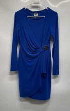 Load image into Gallery viewer, Anne Klein Womens Blue Long Sleeve Ruched Embellished Sheath Dress Size 6P