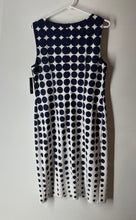 Load image into Gallery viewer, Alyx Womens Navy Blue White Polka Dot Sleeveless Sheath Dress Size 8 With Tag
