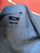 Load image into Gallery viewer, Hugo Boss Mens Blue Printed Long Sleeve Regular Fit Dress Shirt Size 43/17