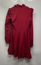 Load image into Gallery viewer, Michael Kors Womens Red Long Sleeve Ruffle Trim Waist Tie Wrap Dress Size XS