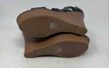 Load image into Gallery viewer, G By Guess Womens Dodge Black Open Toe Cork Wedge Strappy Heels Size 8.5M