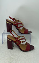 Load image into Gallery viewer, Calvin Klein Womens Caisiey Red Leather Open Toe Buckle Strappy Heels Size 5