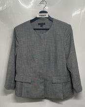 Load image into Gallery viewer, Ann Taylor Womens Gray 3/4 Sleeve Pockets Button Front Blazer Jacket Size 12