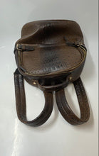 Load image into Gallery viewer, Womens Brown Croc-Embossed And Ostrich Leather Bottom Studs Designer Backpack