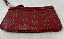 Load image into Gallery viewer, Dooney & Bourke Womens Red Monogram Print Card Holder Mini Wristlet Wallet