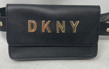 Load image into Gallery viewer, DKNY Womens Black Leather Adjustable Strap Flap Belt Bag & Fanny Pack