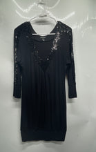 Load image into Gallery viewer, Bebe Womens Black Sequin Long Sleeve Mini Tunic Dress Size Large