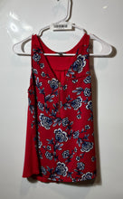 Load image into Gallery viewer, Express Womens Red Floral Sleeveless V-Neck Blouse Top Size XS