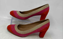 Load image into Gallery viewer, Talbots Womens Orange Pink Tan Striped Suede Round Toe Block Pump Heels Size 7 B