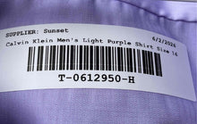 Load image into Gallery viewer, Calvin Klein Mens Light Purple Regular Fit Collared Non-Iron Dress Shirt Size 16