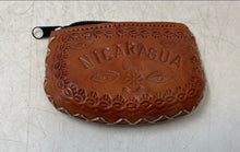 Load image into Gallery viewer, Vintage Brown Nicaragua Embossed Leather Zip Top Mini Coin Wallet