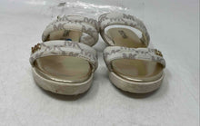 Load image into Gallery viewer, Michael Kors Girls White Monogram Open Toe Flat Slingback Sandals Size 10