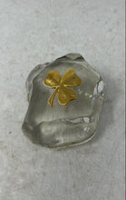 Load image into Gallery viewer, Vintage 1986 Gerity Products 24K Gold-Tone Four-Leaf Clover Crystal Paperweight