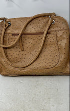 Load image into Gallery viewer, Reflections Womens Beige Ostrich Leather Pockets Double Handles Shoulder Bag