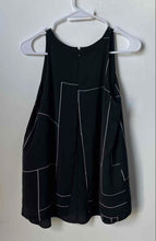 Load image into Gallery viewer, Willi Smith Womens Black White Lines Back-Zip Sleeveless Blouse Top Size S