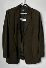 Load image into Gallery viewer, Calvin Klein Womens Green Notch Lapel Flap Pocket Two-Button Blazer Size 14