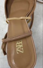 Load image into Gallery viewer, Zara Womens Brown Satin Ankle Strap Buckle Block Platform Heels Size 40