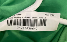 Load image into Gallery viewer, Zara Womens Green Ruffle Puff Short Sleeve Crew Neck Cropped T-Shirt Size Small