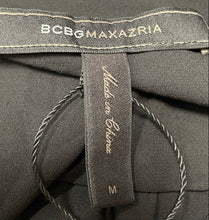 Load image into Gallery viewer, BCBGMAXAZRIA Womens Black Long Sleeve Henley Tie Neck Mini Dress Size M With Tag
