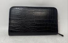 Load image into Gallery viewer, Aldo Womens Black Croc Embossed Faux Leather Credit Card Zip-Around Wallet