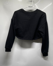 Load image into Gallery viewer, Forever 21 Womens Black Long Sleeve Crew Neck Cropped Pullover Sweatshirt Size S
