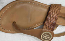 Load image into Gallery viewer, Tommy Hilfiger Womens Brown Leather Ankle Strap Thong Sandals Size 6 M