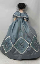 Load image into Gallery viewer, Franklin Heirloom Blue Dress White Lace Trim Victorian Style Collector Doll