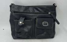 Load image into Gallery viewer, Rosetti Womens Black Leather Adjustable Strap Outer Pockets Lined Crossbody Bag