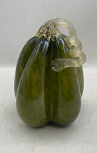 Load image into Gallery viewer, Green Glass Speckled Pattern Hand Blown Home Decorative Pumpkin With Curly Stem