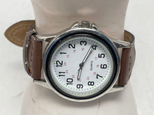 Load image into Gallery viewer, Men's Watch Silver-Tone Black Case White Dial With Black & Brown Leather Bands