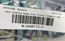 Load image into Gallery viewer, Vera Bradley Womens Mod Blue Floral Pockets Zip Top Quilted Cosmetic Makeup Bag