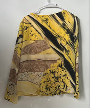 Load image into Gallery viewer, Alfani Womens Yellow Abstract Print Long Sleeve Round Neck Blouse Top Size Large