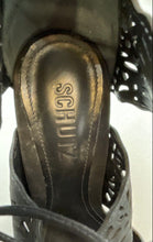 Load image into Gallery viewer, Schutz Womens Black Peep Toe Lace-Up Stiletto Strappy Heels Size 7.5 B