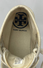 Load image into Gallery viewer, Authentic Tory Burch Womens Buddy Cream Beige Sneaker Shoes Size 8M Stained