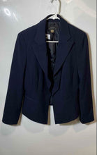 Load image into Gallery viewer, Tahari ASL Womens Navy Blue Long Sleeve Notch Lapel Open Front Blazer Size 10