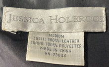 Load image into Gallery viewer, Jessica Holbrook Womens Black Long Sleeve Button-Front Leather Jacket Size M