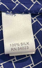 Load image into Gallery viewer, Banana Republic Womens Blue White Geometric Silk Puff Sleeve Blouse Top Size XS