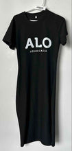 Load image into Gallery viewer, Alo Womens Black Short Sleeve Crew Neck Pullover T-Shirt Dress Size Medium