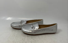 Load image into Gallery viewer, Calvin Klein Womens Lindina Silver Croc-Embossed Slip-On Loafer Flats Size 6.5M