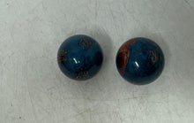 Load image into Gallery viewer, Pair Of Traditional Blue Marble Chinese Baoding Balls For Meditation In Red Case