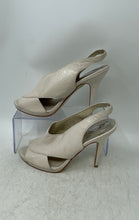 Load image into Gallery viewer, Michael Kors Womens Beige Leather Peep Toe Stiletto Slingback Heels Size 8M