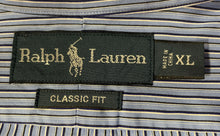 Load image into Gallery viewer, Ralph Lauren Mens Blue Striped Cotton Long Sleeve Classic Fit Button-Up Shirt XL