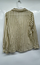 Load image into Gallery viewer, Zara Womens Beige Yellow Striped Spread Collar Button Front Blouse Top Size XS