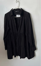 Load image into Gallery viewer, Zara Womens Black Long Sleeve Collared Casual Tiered Shirt Dress Size Medium
