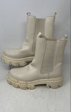 Load image into Gallery viewer, Dream Pairs Womens White Faux Leather Ankle Platform Chelsea Boots Size 8