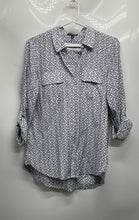 Load image into Gallery viewer, Express Womens Multicolor Geometric Print The City Long Sleeve Button-Up Shirt S