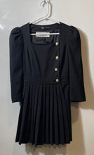 Load image into Gallery viewer, Zara Womens Black Pleated 3/4 Sleeve Square Neck Stretch Mini Dress Size XS