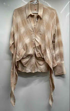Load image into Gallery viewer, Zara Womens Beige Plaid Long Sleeve Collared Button-Up Shirt Size Medium